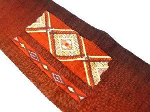 リサイクル 手織り真綿紬リボン通し菱模様織出し名古屋帯